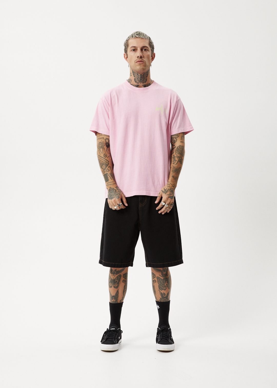 AFENDS Mens Altered - Heavy Weight Boxy Fit Tee - Vintage Pink 