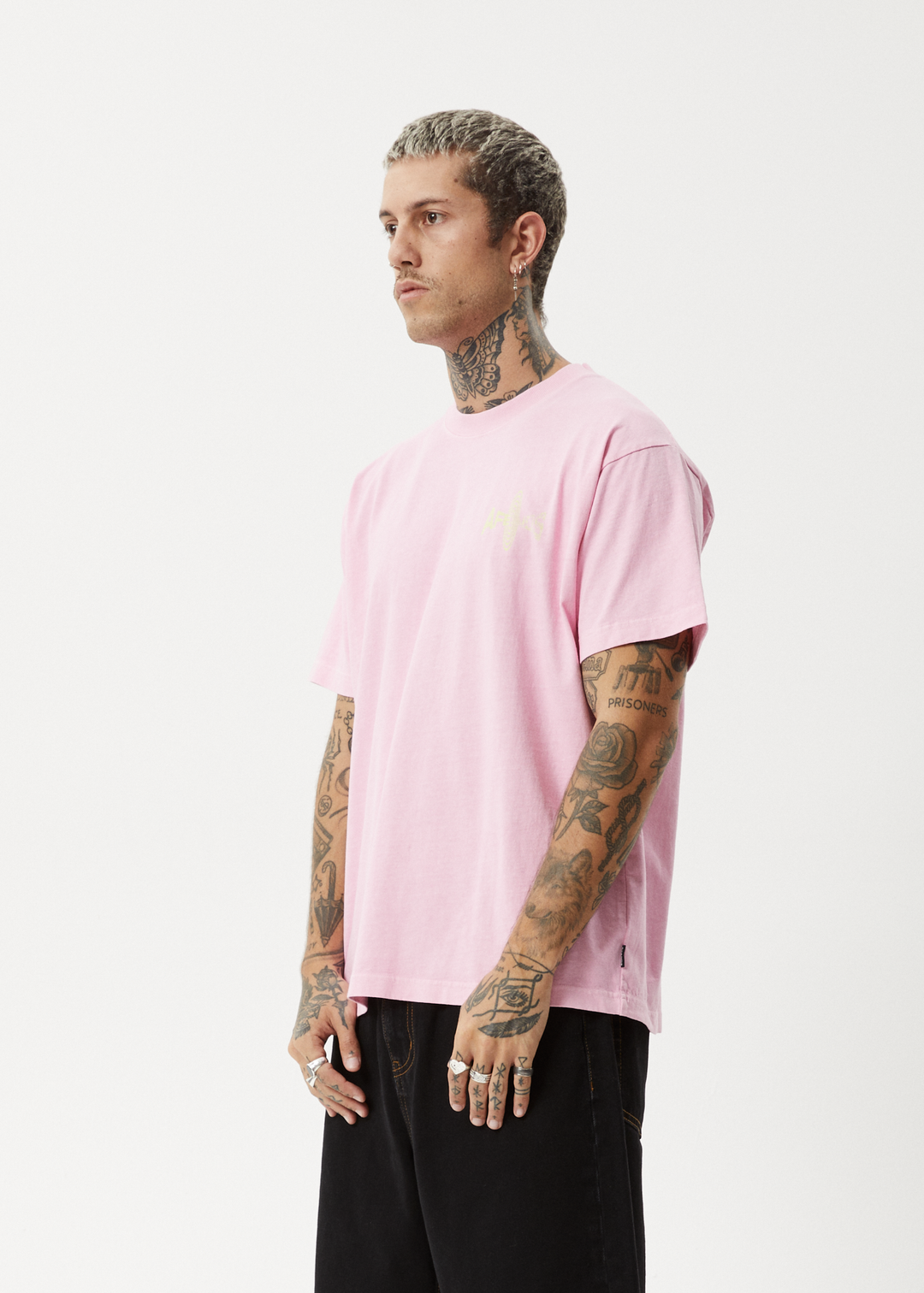 AFENDS Mens Altered - Heavy Weight Boxy Fit Tee - Vintage Pink 