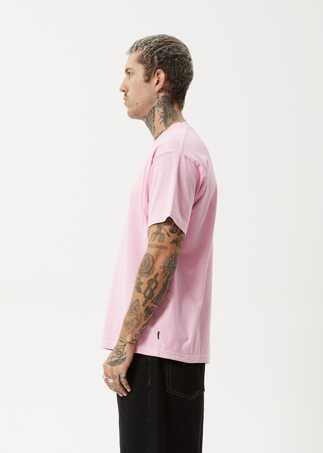 AFENDS Mens Altered - Heavy Weight Boxy Fit Tee - Vintage Pink 