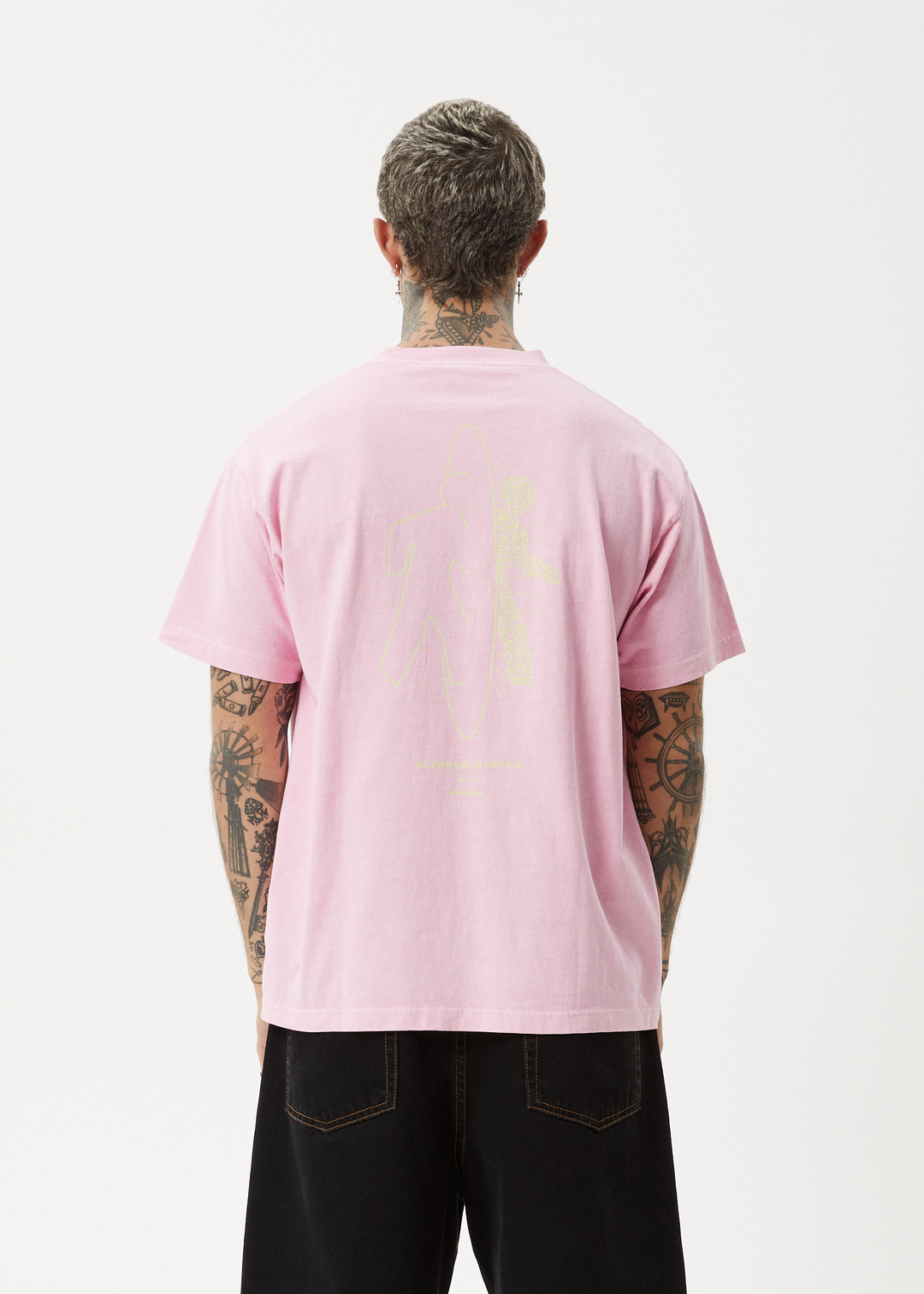 AFENDS Mens Altered - Heavy Weight Boxy Fit Tee - Vintage Pink 