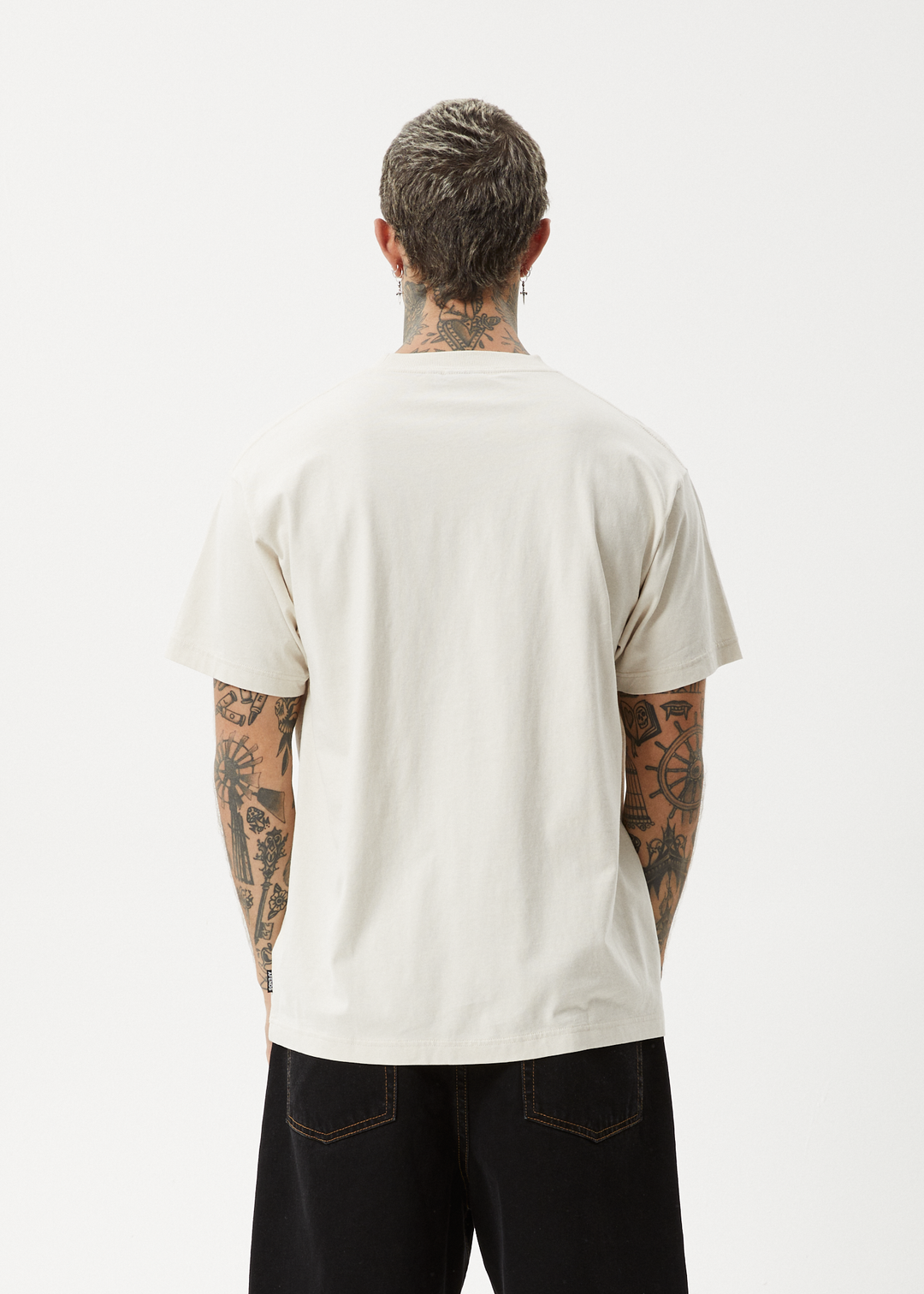 AFENDS Mens Take A Trip - Boxy Fit Tee - Moonbeam 