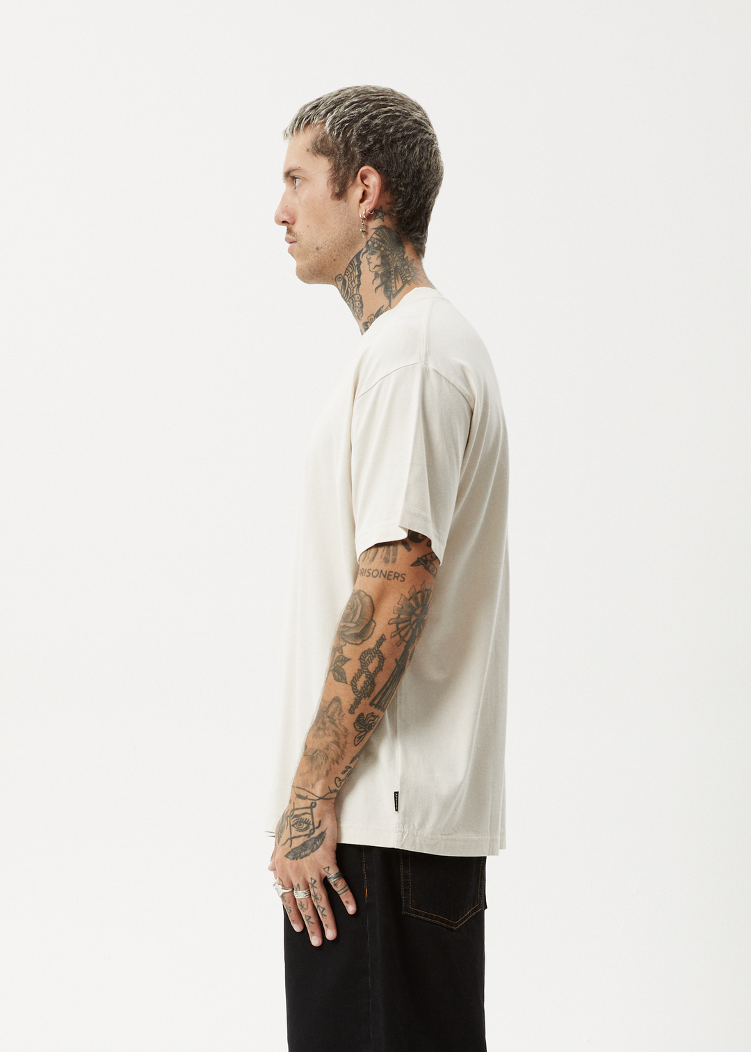 AFENDS Mens Cultivate Me - Boxy Fit Tee - Moonbeam 