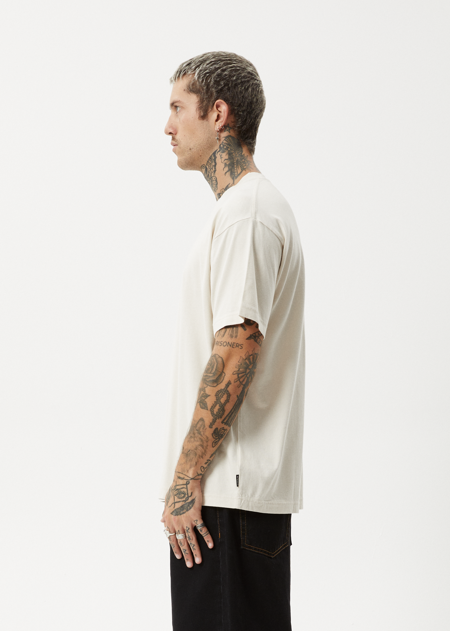 AFENDS Mens Cultivate Me - Boxy Tee - Moonbeam