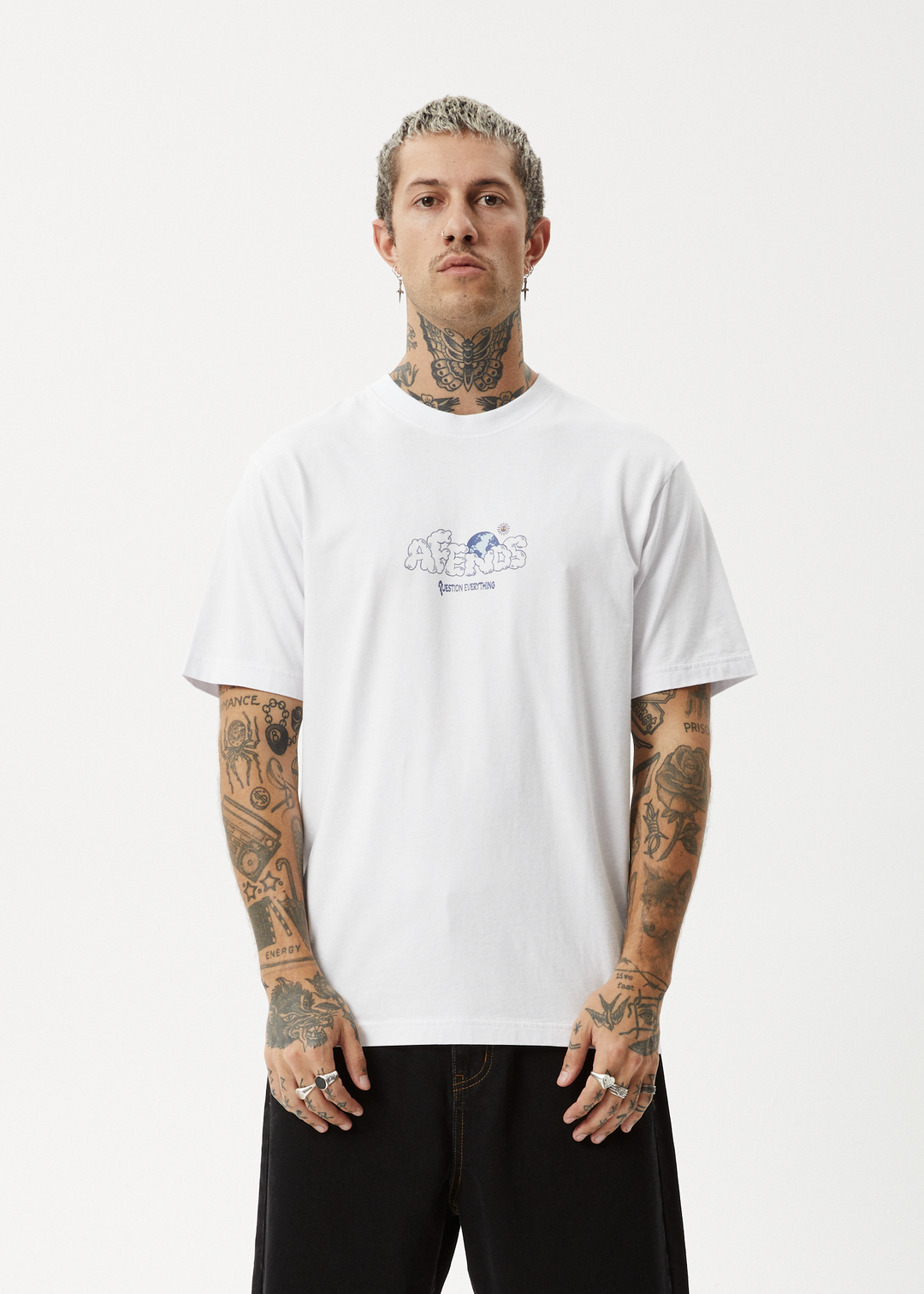 AFENDS Mens Chem Trails - Retro Fit Tee - White 