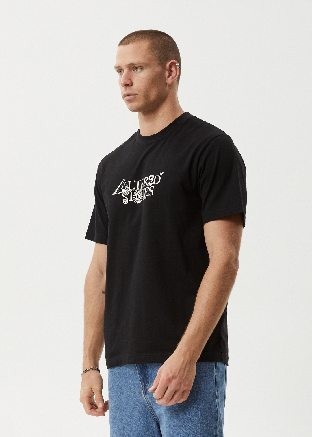 AFENDS Mens Deep State - Heavy Weight Retro Fit Tee - Black 