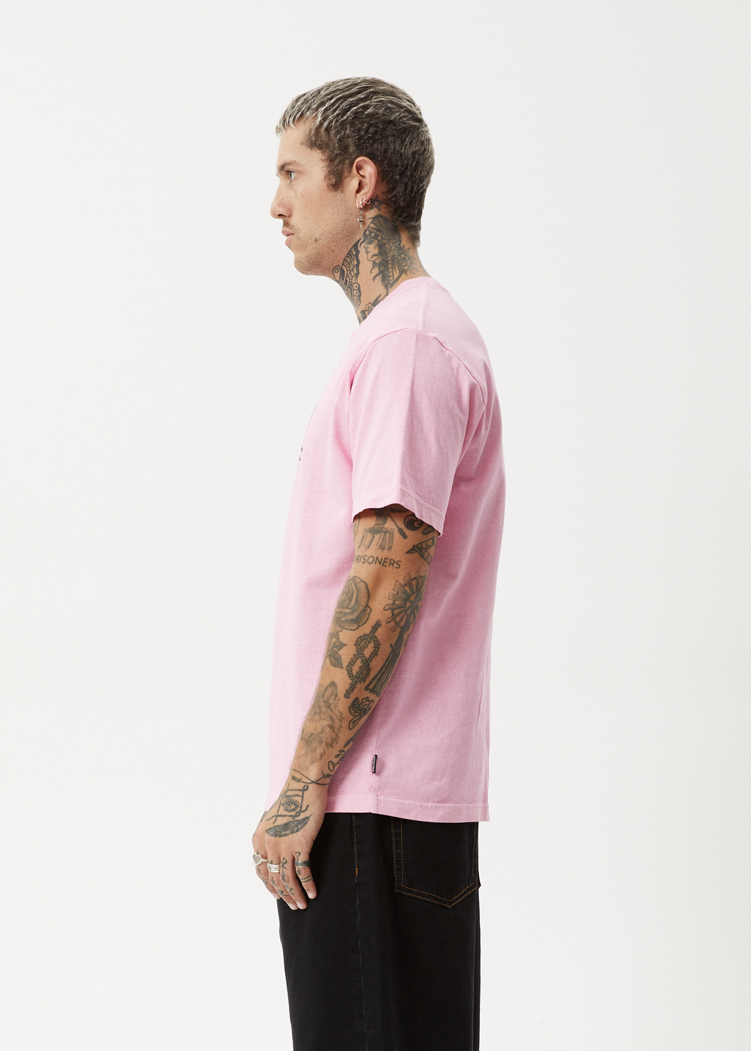 AFENDS Mens Deep State - Heavy Weight Retro Fit Tee - Vintage Pink 