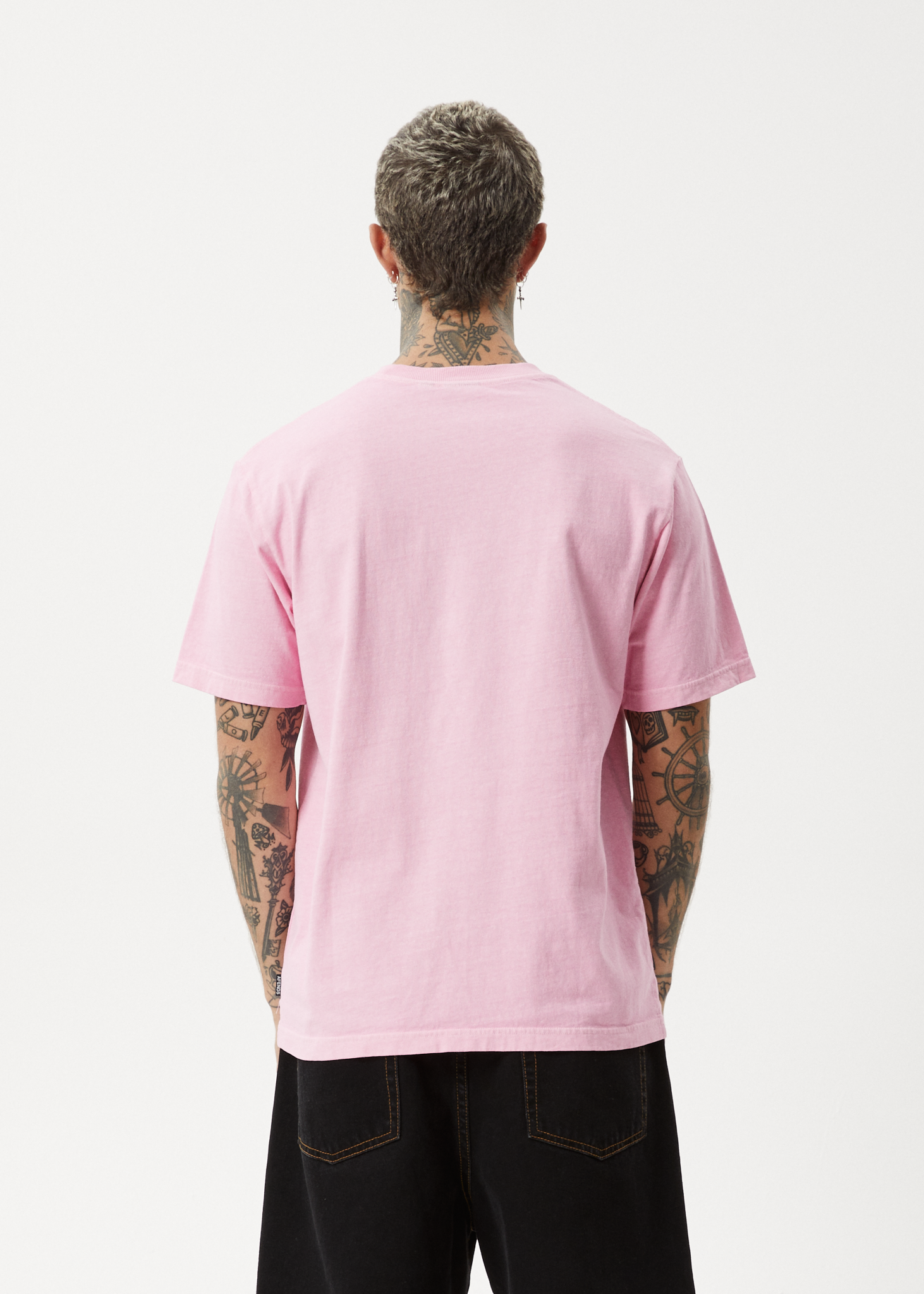 AFENDS Mens Deep State - Heavyweight Retro Tee - Vintage Pink