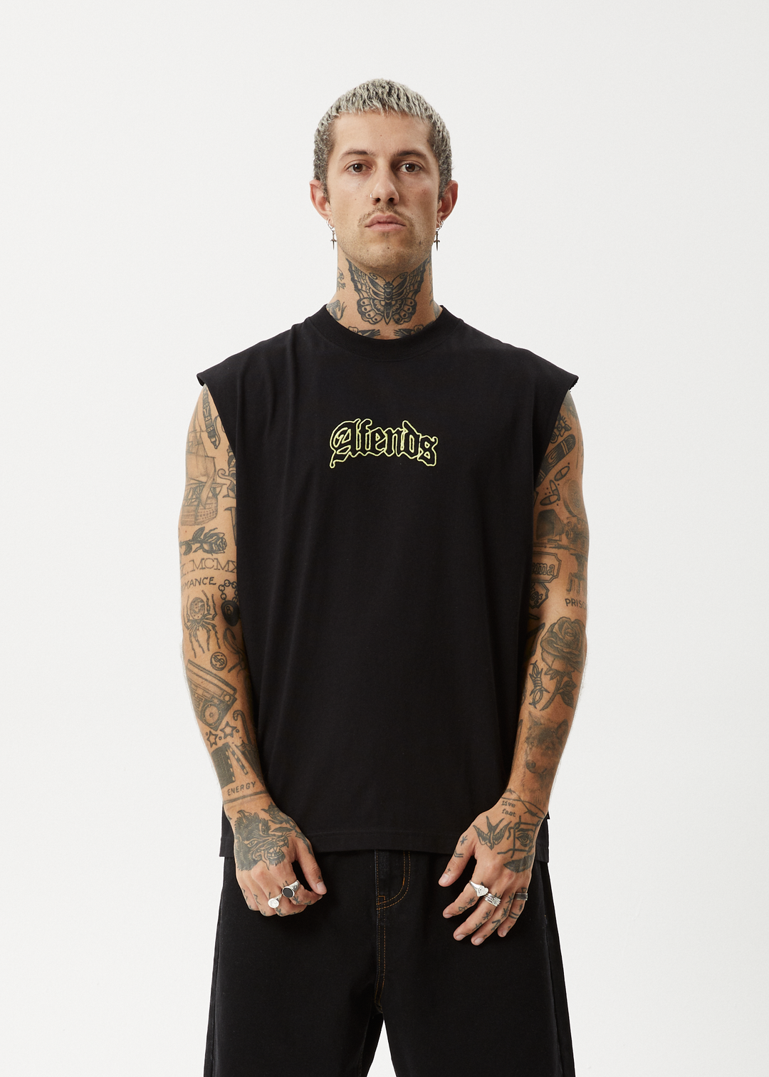 AFENDS Mens Home - Sleeveless Tee - Black 