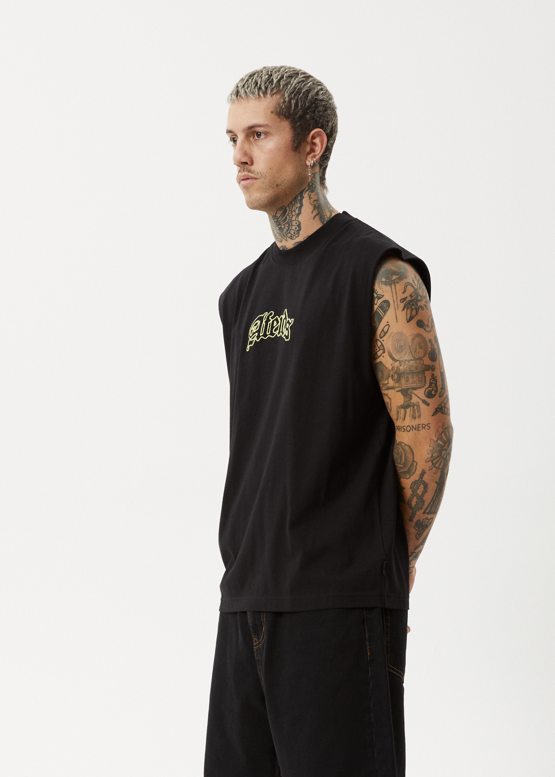 AFENDS Mens Home - Sleeveless Tee - Black 