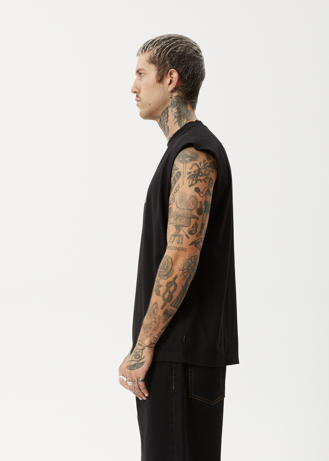 AFENDS Mens Home - Sleeveless Tee - Black 