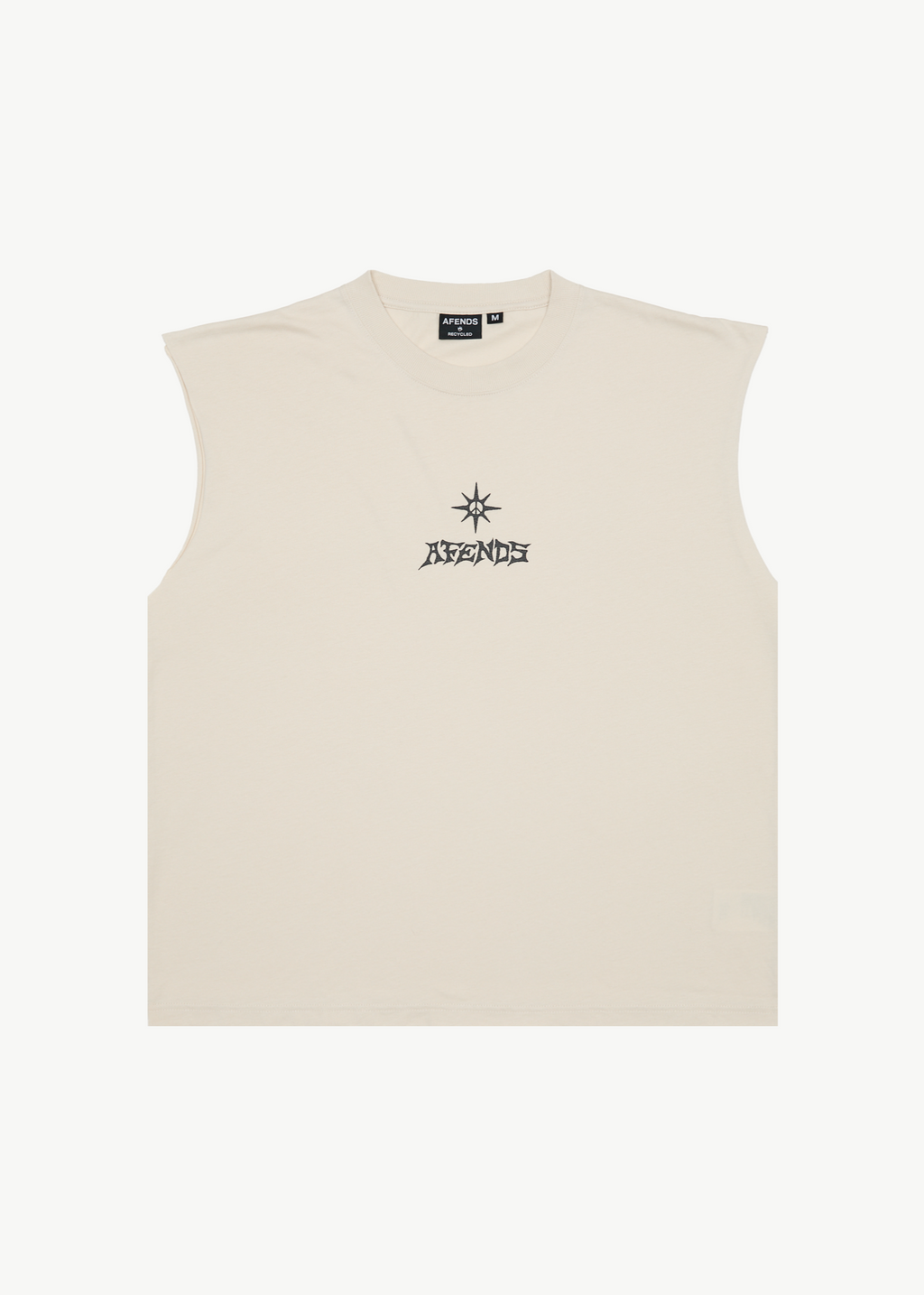 AFENDS Mens Peace Out - Sleeveless Tee - Moonbeam