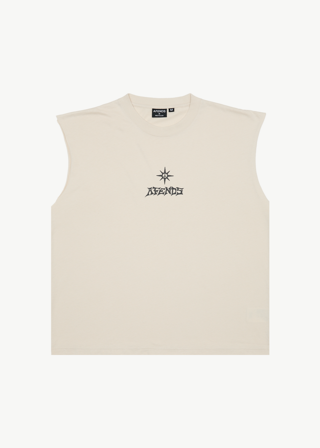 AFENDS Mens Peace Out - Sleeveless Tee - Moonbeam 