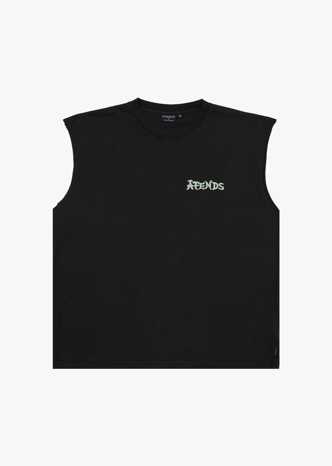 AFENDS Mens Destroyer - Sleeveless Tee - Stone Black 