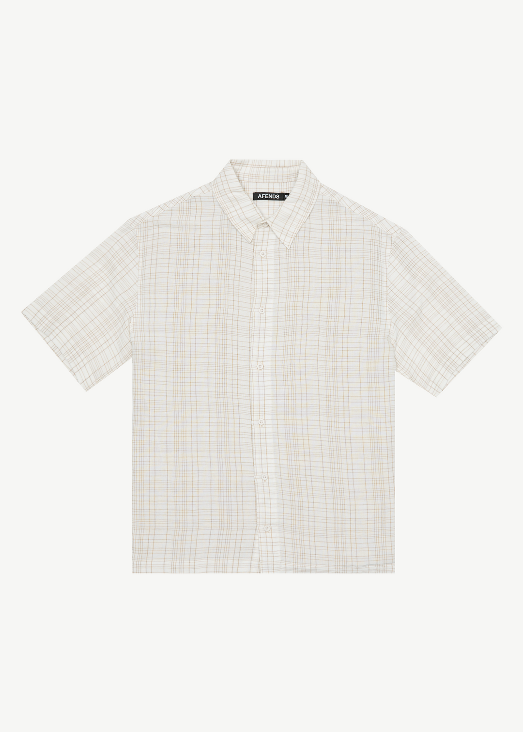 AFENDS Mens Criss Cross - Short Sleeve Shirt - Taupe 