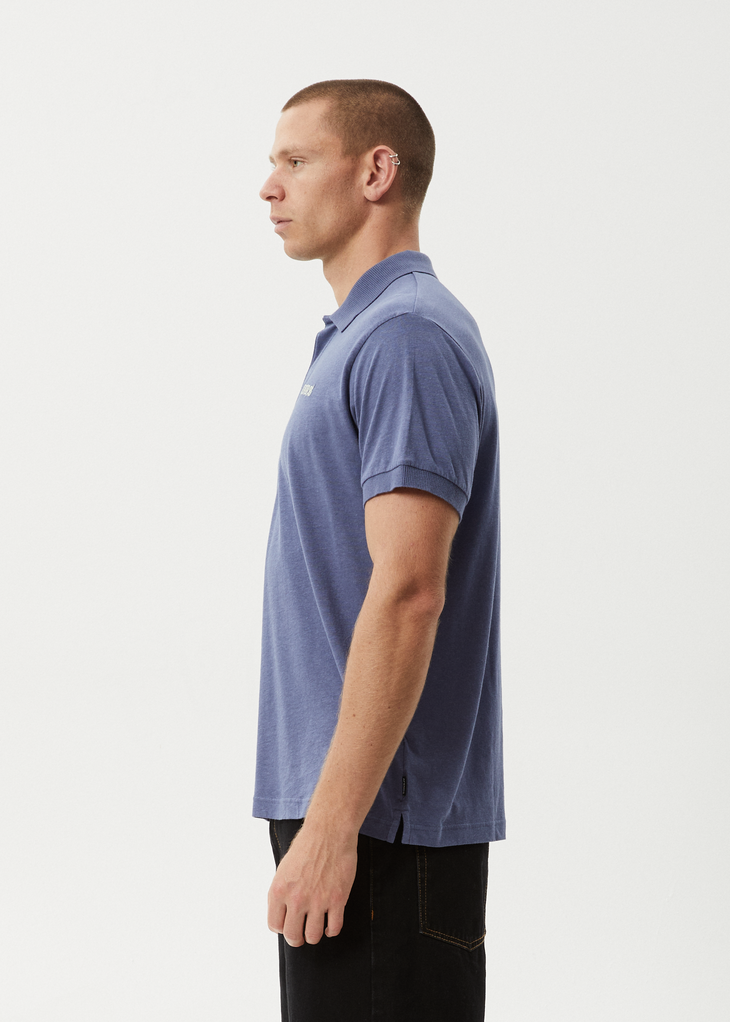 AFENDS Mens Byron Trip - Short Sleeve Polo Shirt - Marlin 