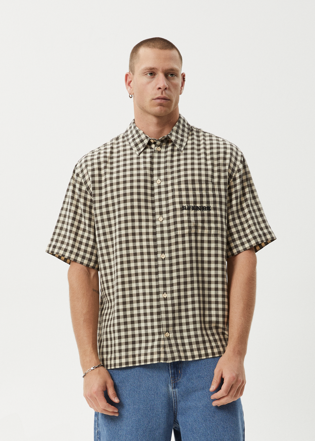 AFENDS Mens Gambet - Short Sleeve Shirt - Sand 