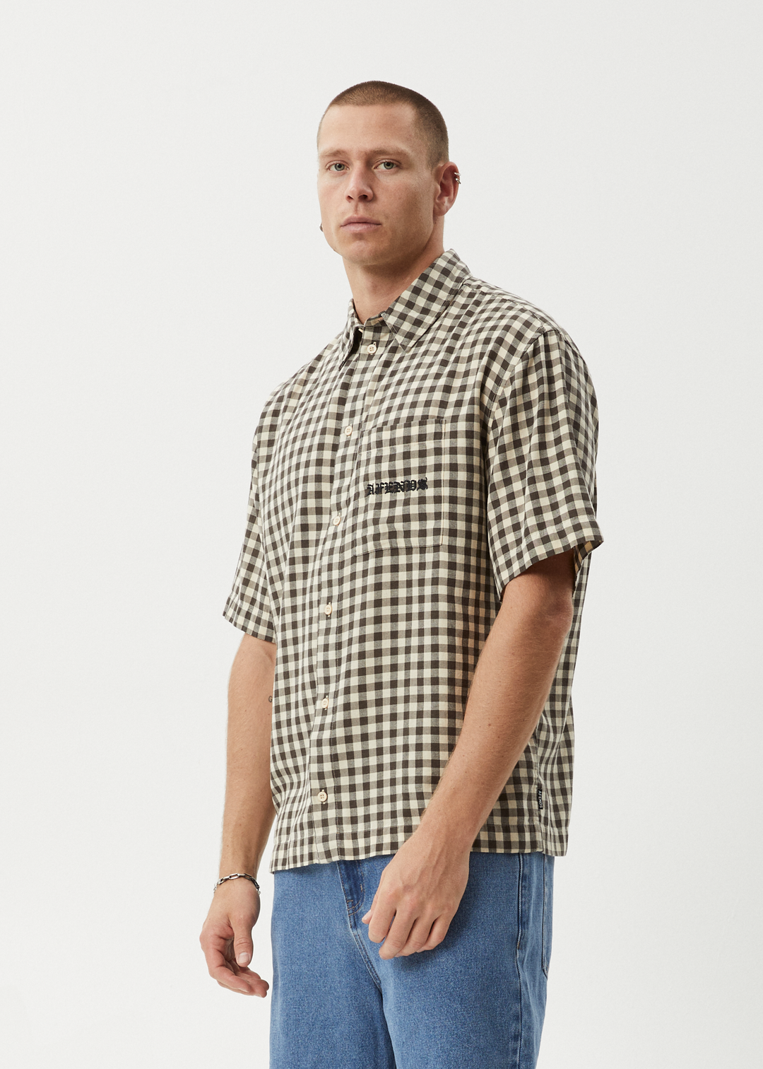 AFENDS Mens Gambet - Short Sleeve Shirt - Sand 