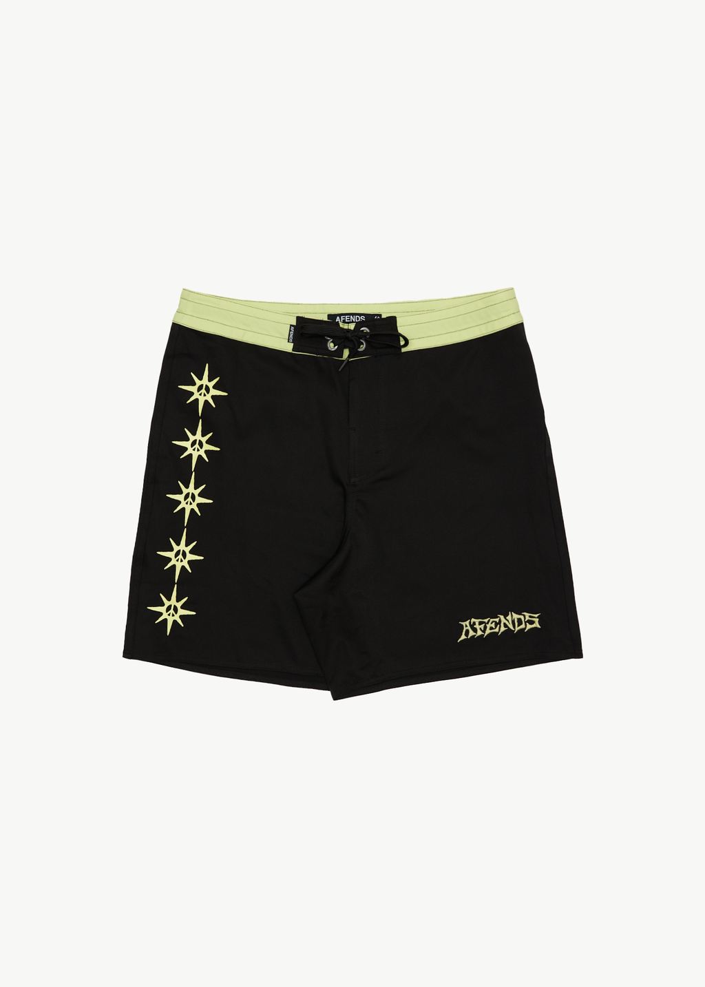 AFENDS Mens Peace Out - Surf Related Boardshort 18" - Black