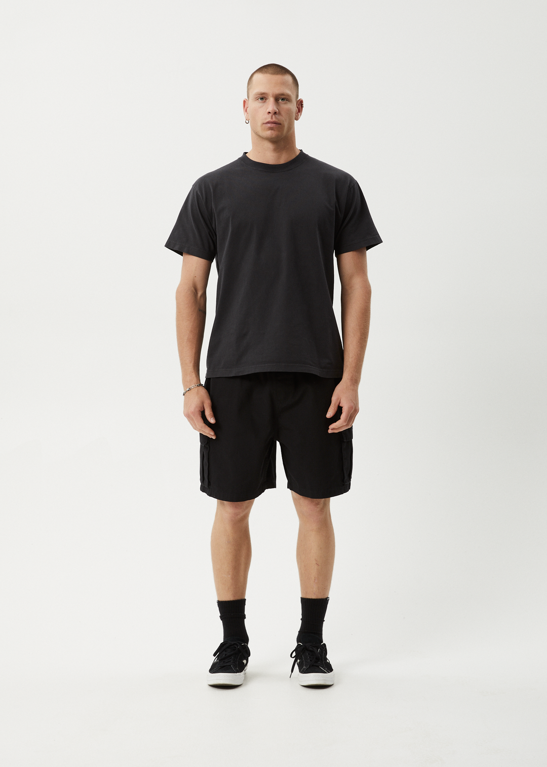 AFENDS Mens Ripped Out 98 - Oversized Cargo Short 20" - Black 