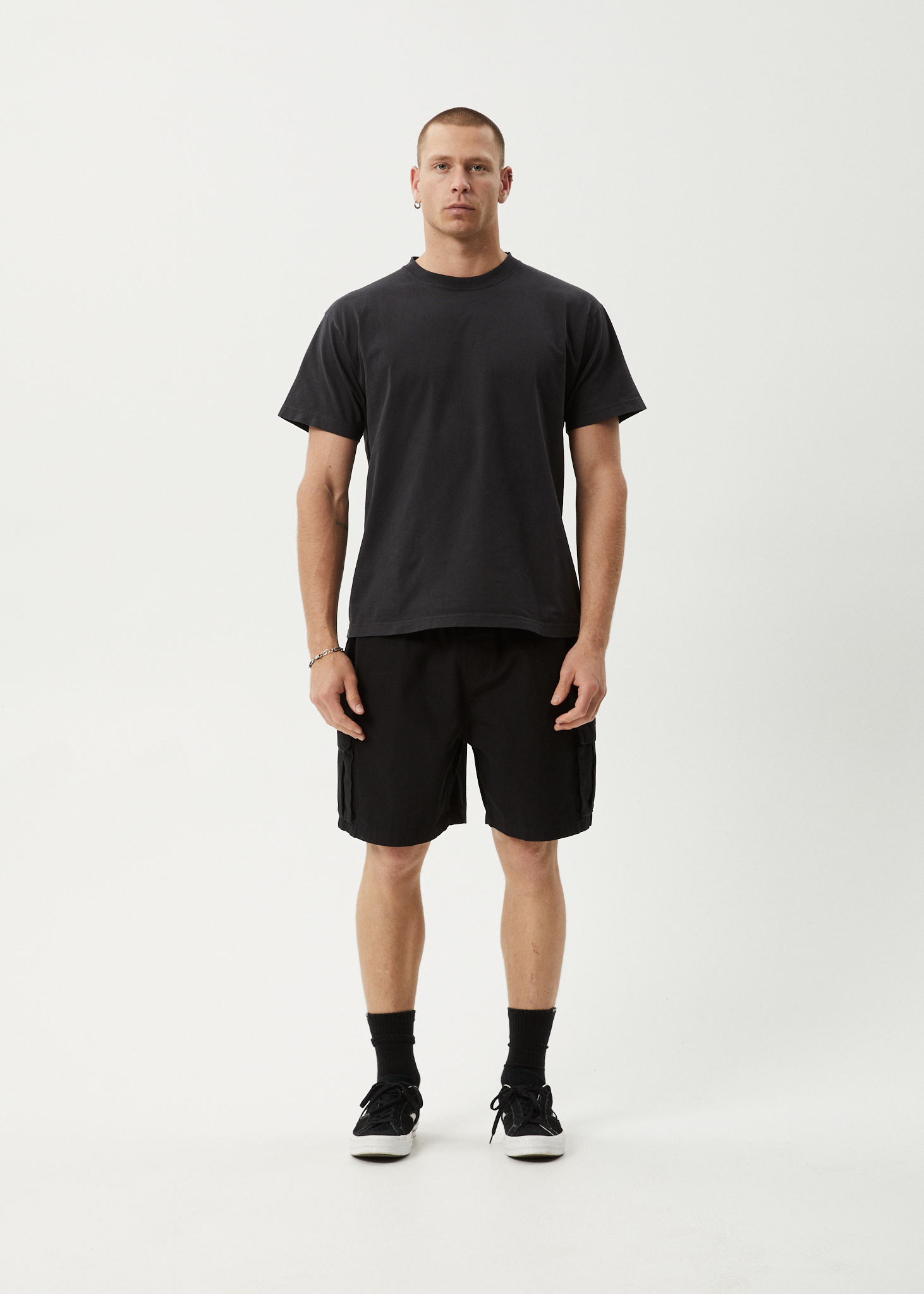AFENDS Mens Ripped Out 98 - Oversized Cargo Short 20" - Black 