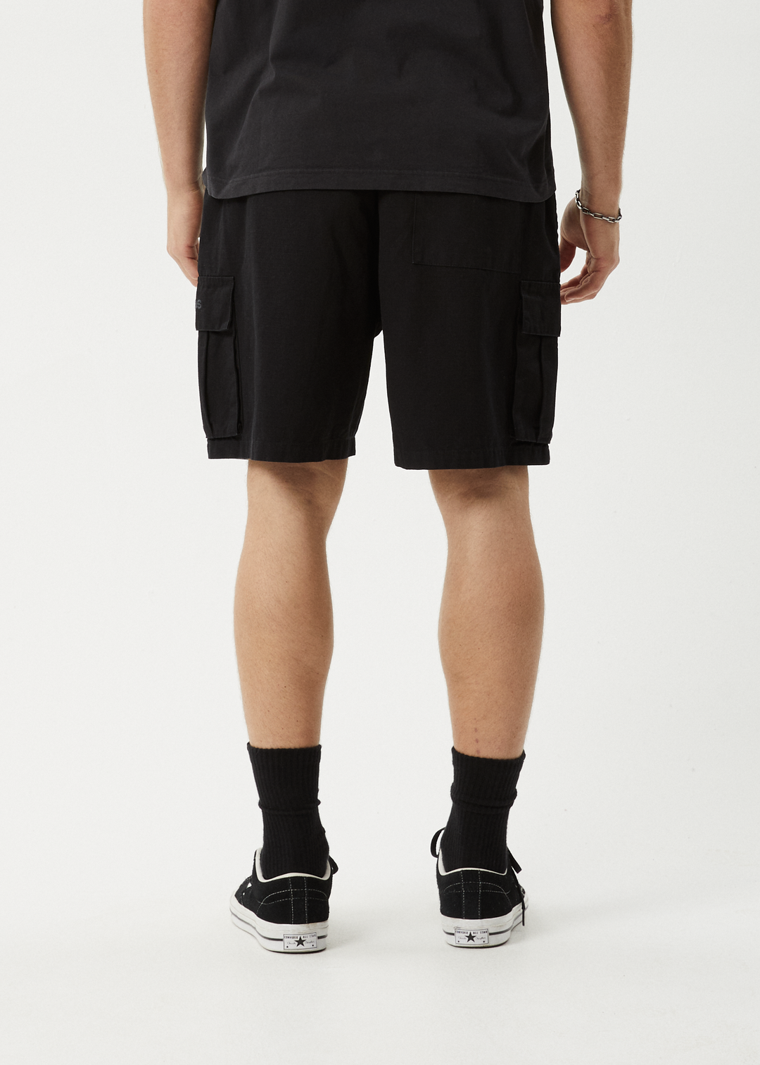 AFENDS Mens Ripped Out 98 - Oversized Cargo Short 20" - Black 