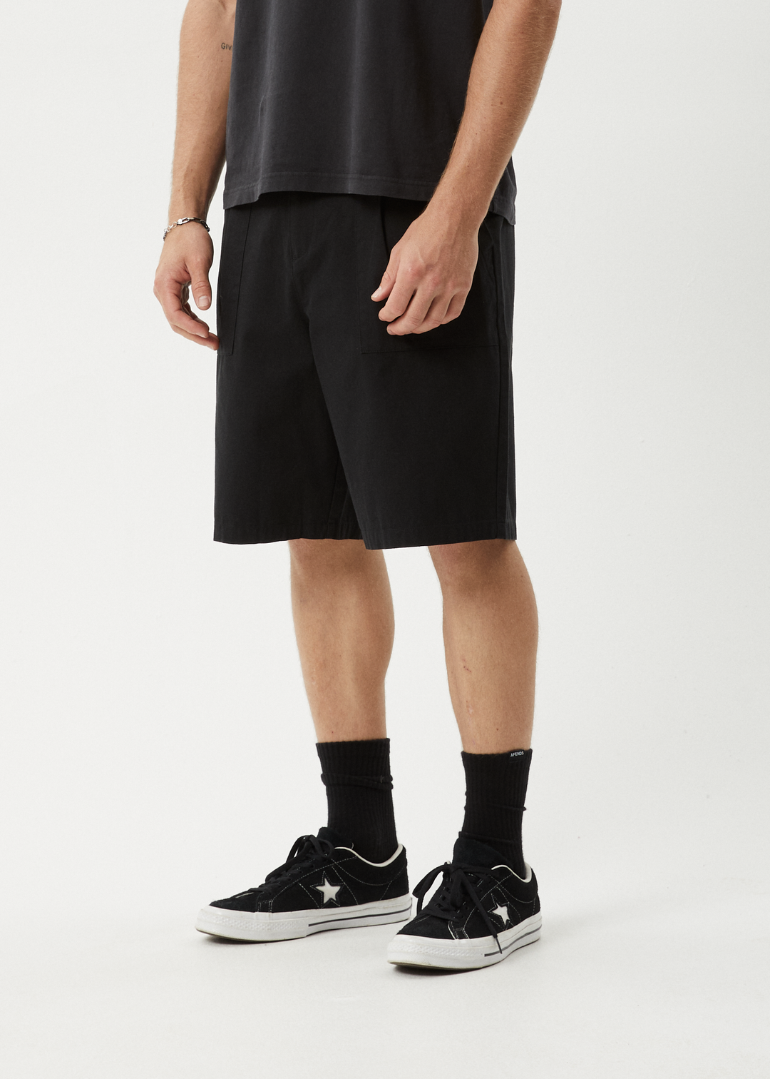 AFENDS Mens Glider - Pleated Short 22" - Black 