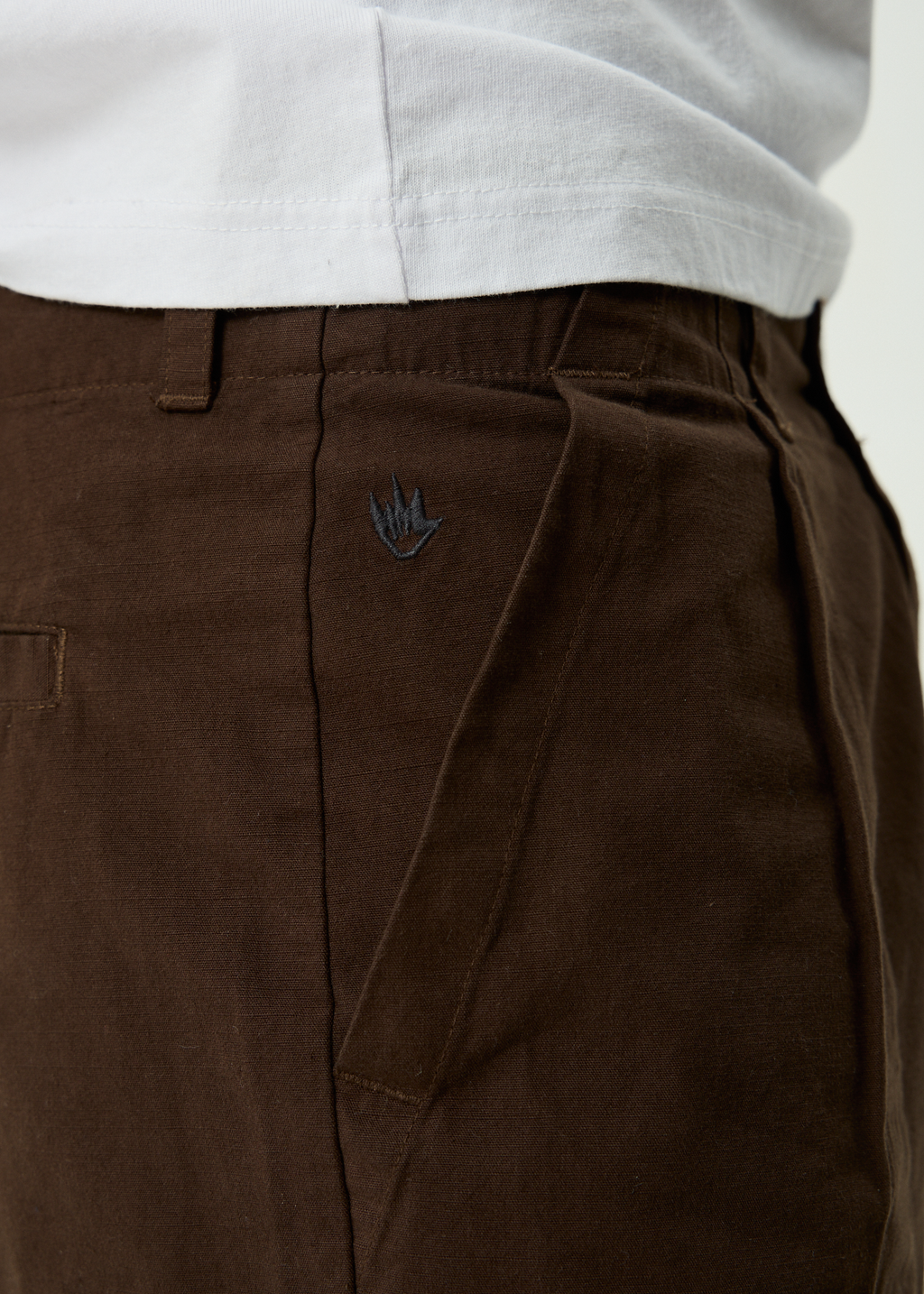 AFENDS Mens Glider - Recycled Pleated Short 22 Inch - Coffee