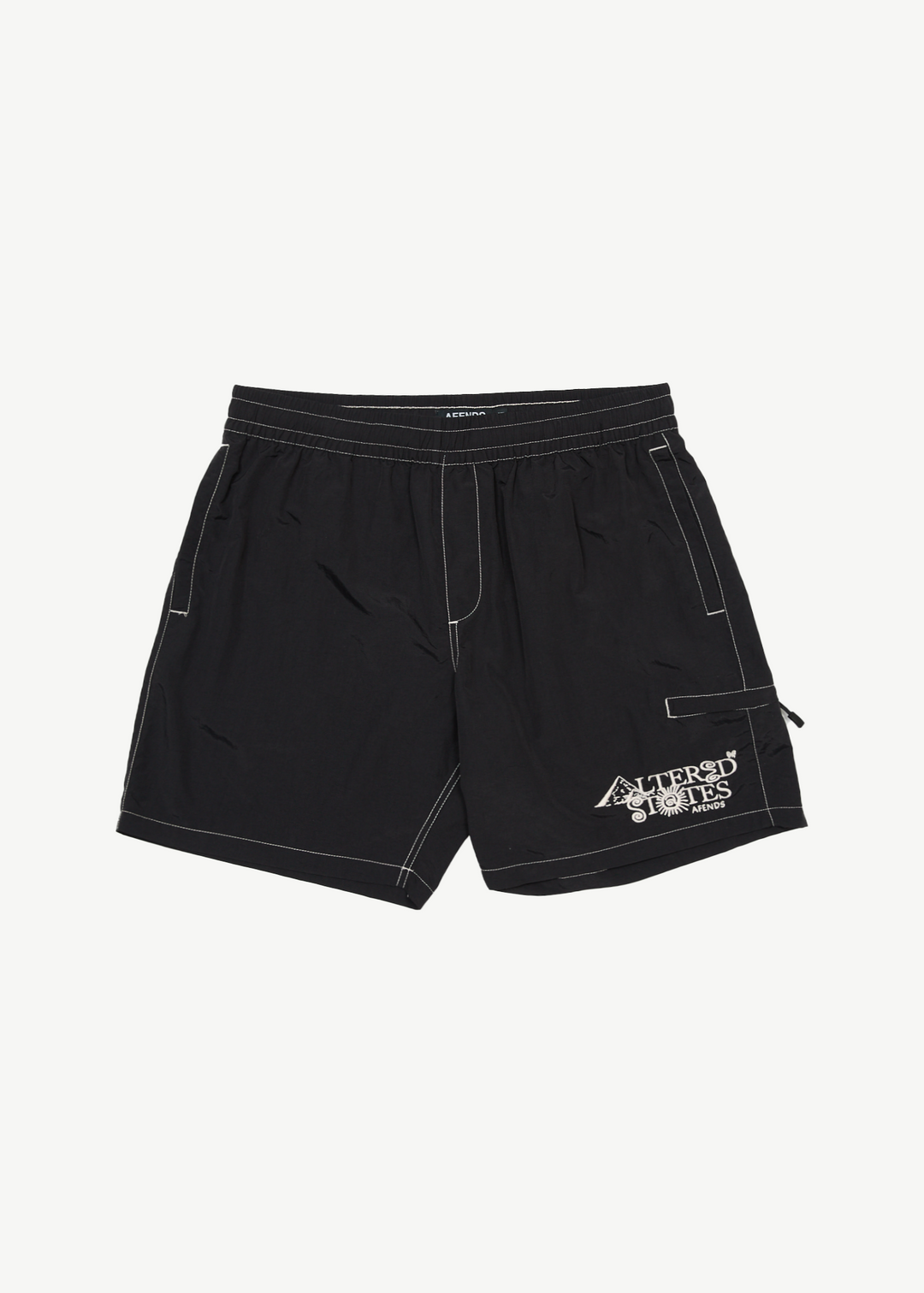 AFENDS Mens Deep State - Baywatch Swim Short 18" - Black 