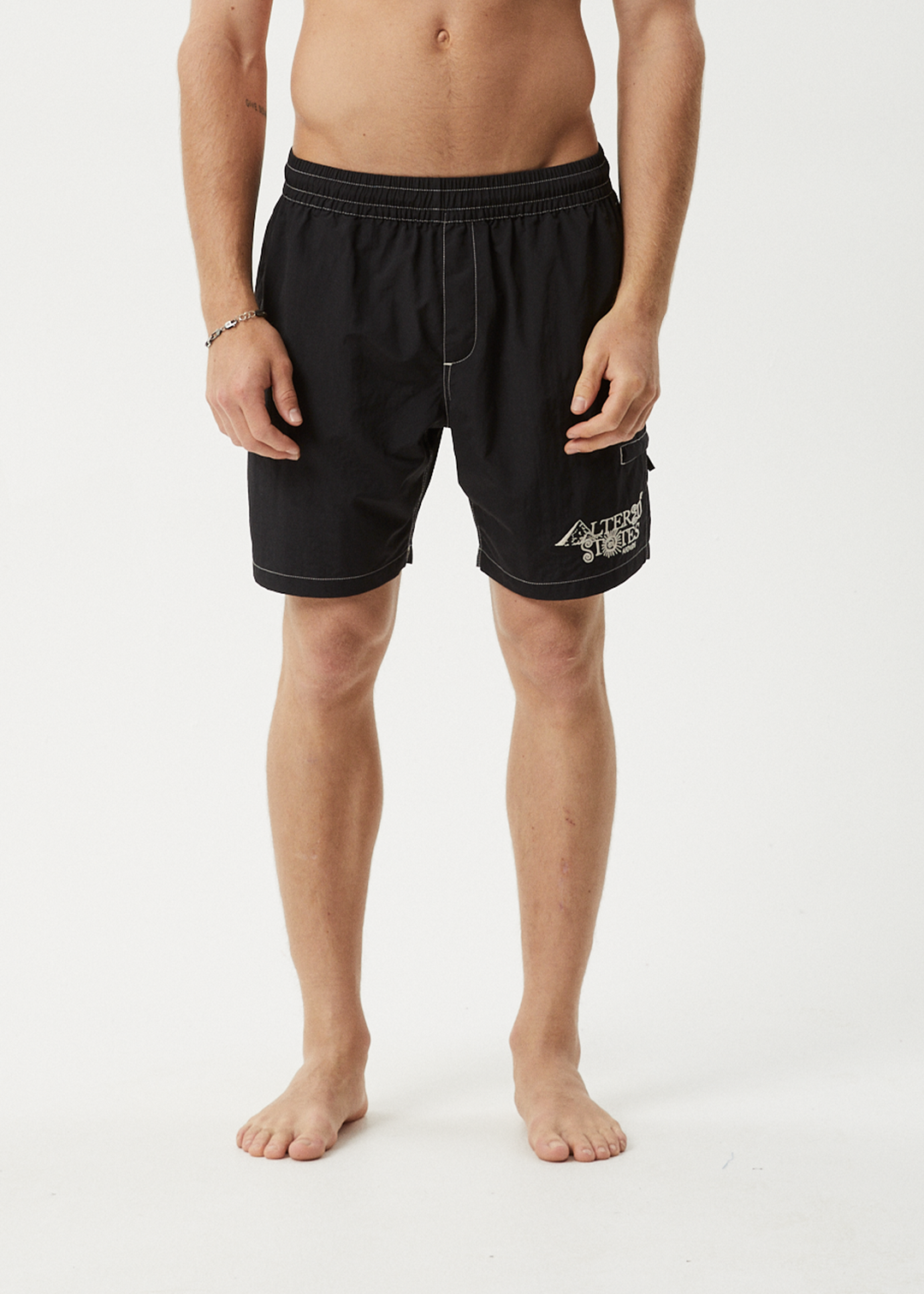 AFENDS Mens Deep State - Baywatch Swim Short 18" - Black 