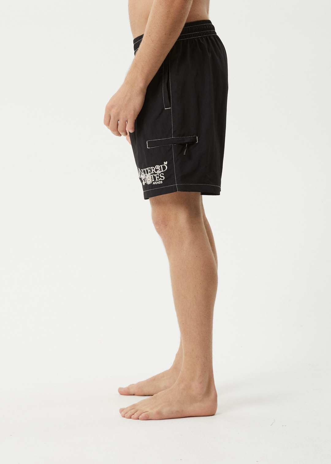 AFENDS Mens Deep State - Baywatch Swim Short 18" - Black 