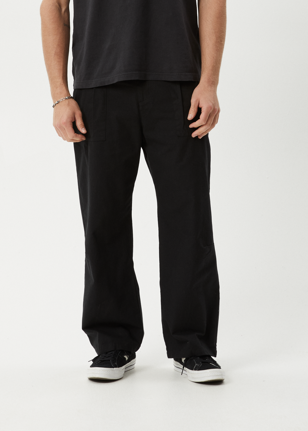 AFENDS Mens Glider - Pleated Pants - Black 