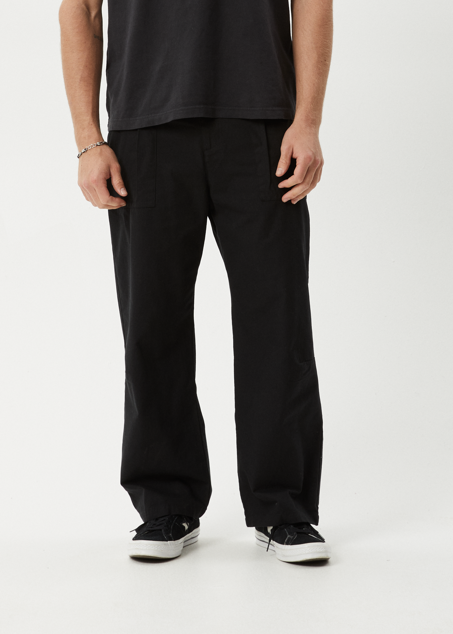 AFENDS Mens Glider - Pleated Pant - Black