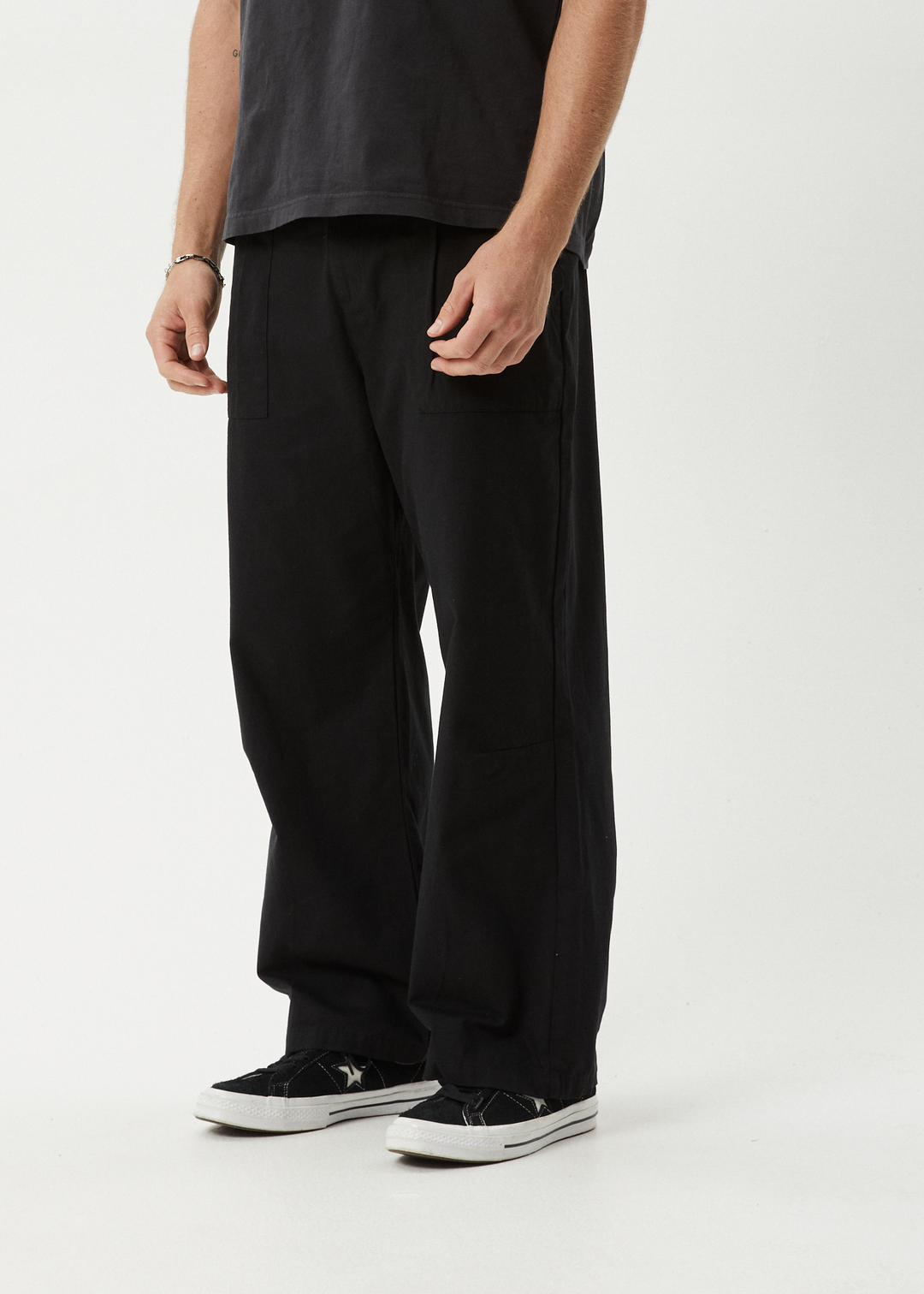 AFENDS Mens Glider - Pleated Pants - Black 