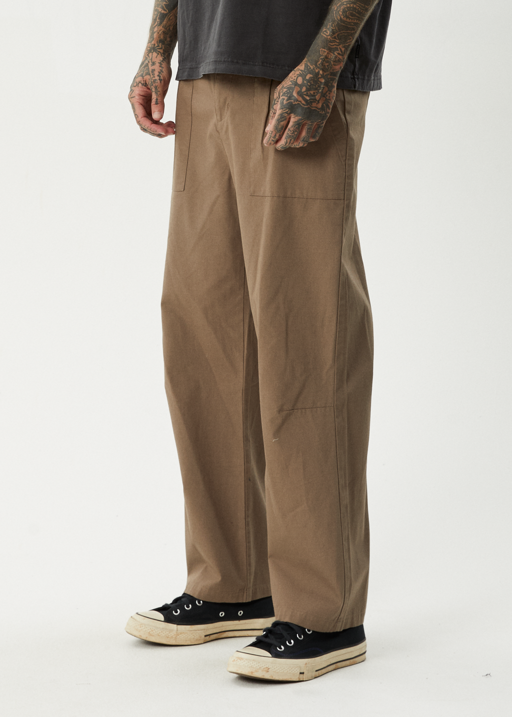 AFENDS Mens Glider - Pleated Pant - Fossil