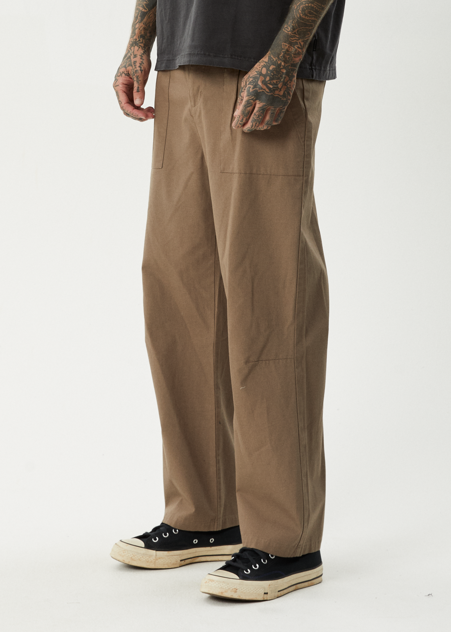 AFENDS Mens Glider - Pleated Pant - Fossil