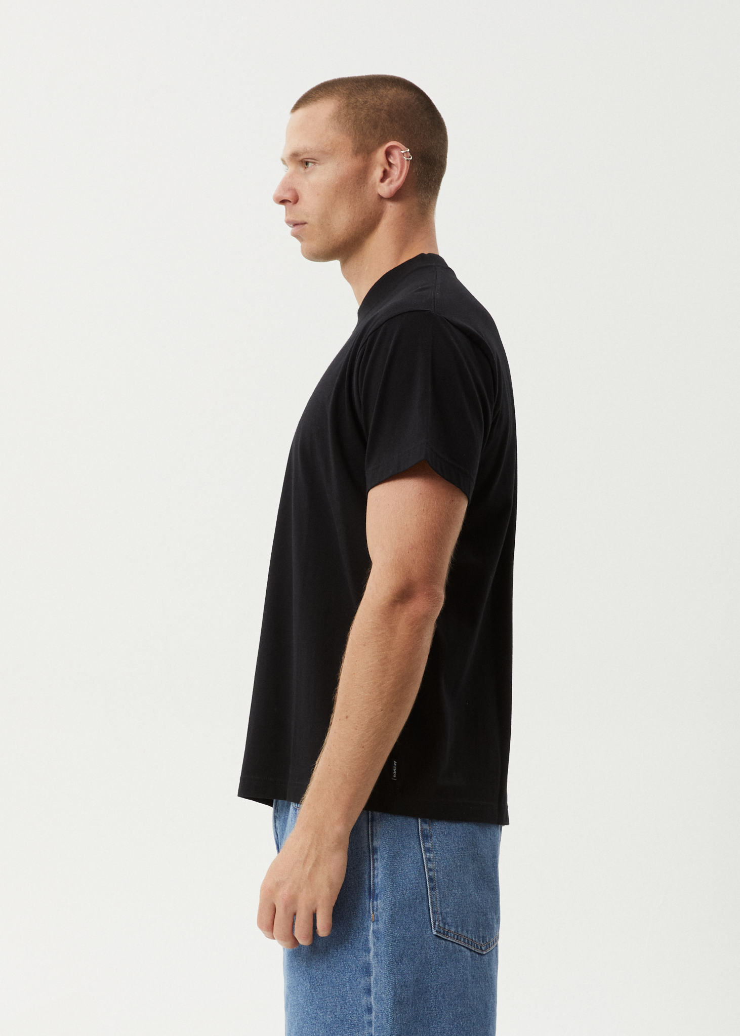 AFENDS Mens Daisy Chain - Boxy Tee - Black