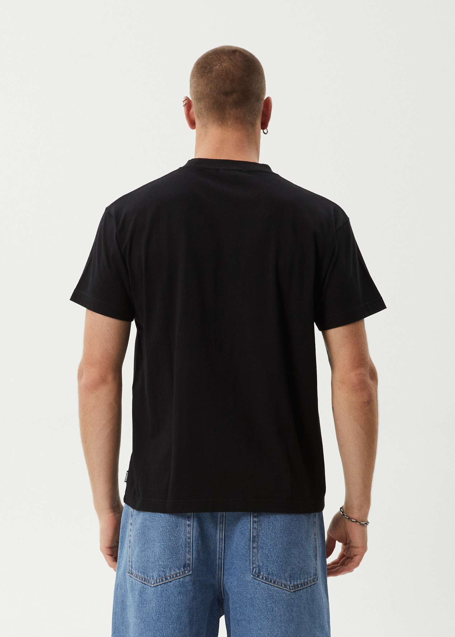 AFENDS Mens Daisy Chain - Boxy Tee - Black