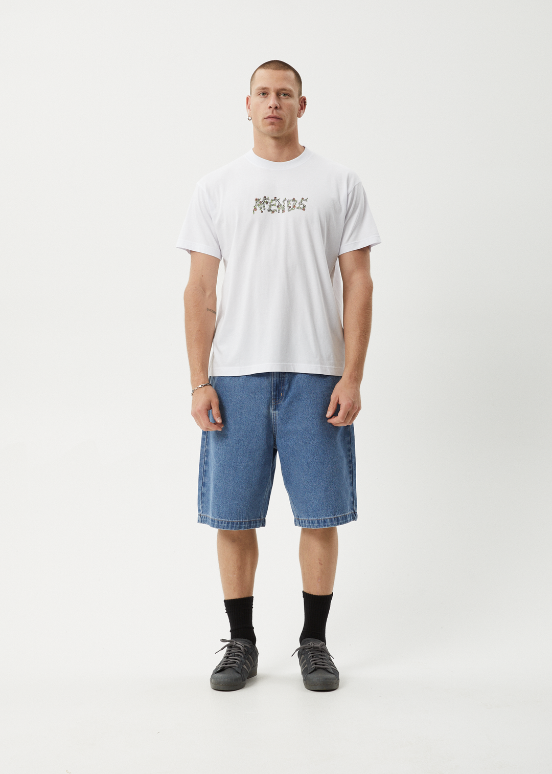 AFENDS Mens Daisy Chain - Boxy Fit Tee - White 