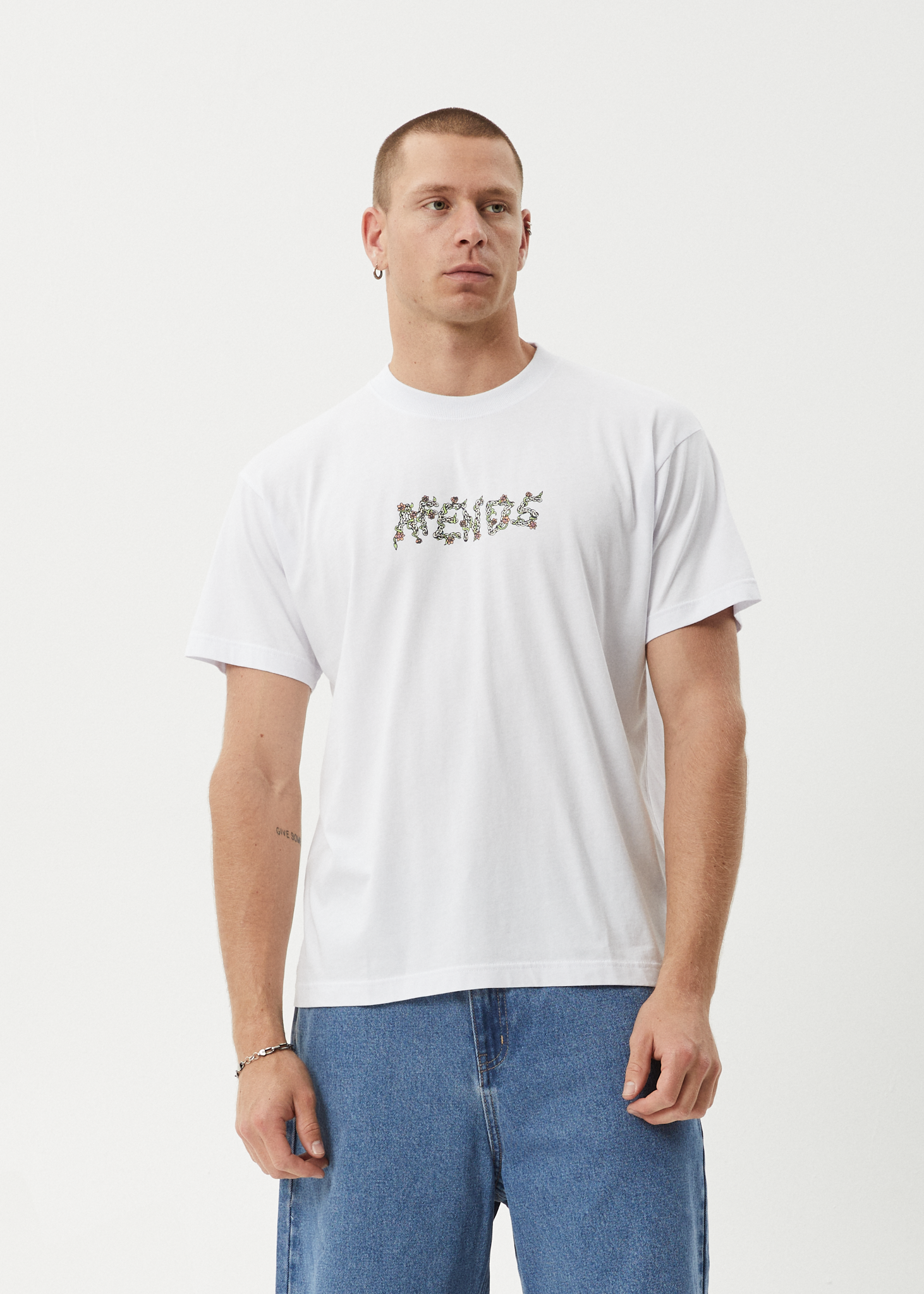 AFENDS Mens Daisy Chain - Boxy Tee - White