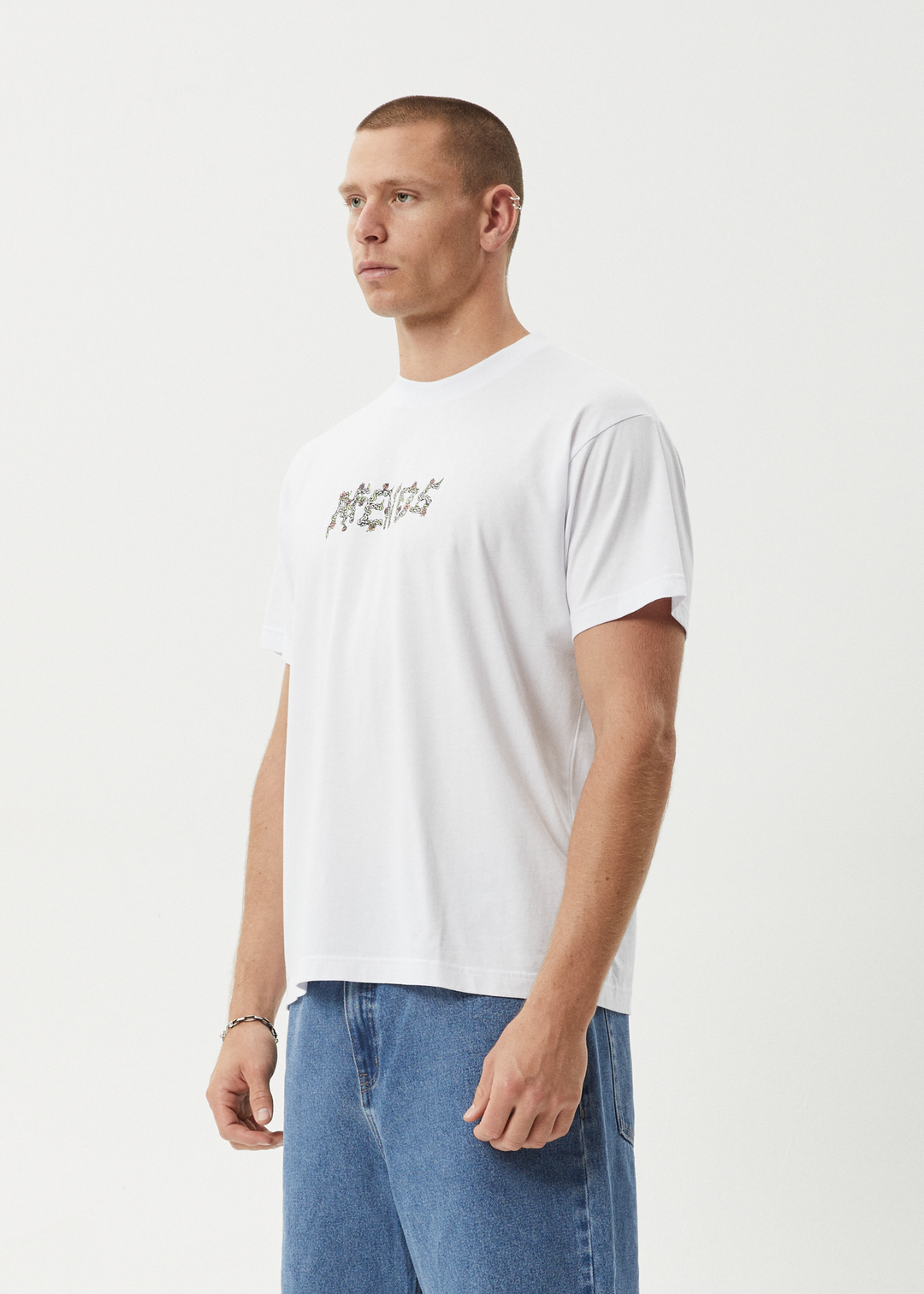 AFENDS Mens Daisy Chain - Boxy Fit Tee - White 