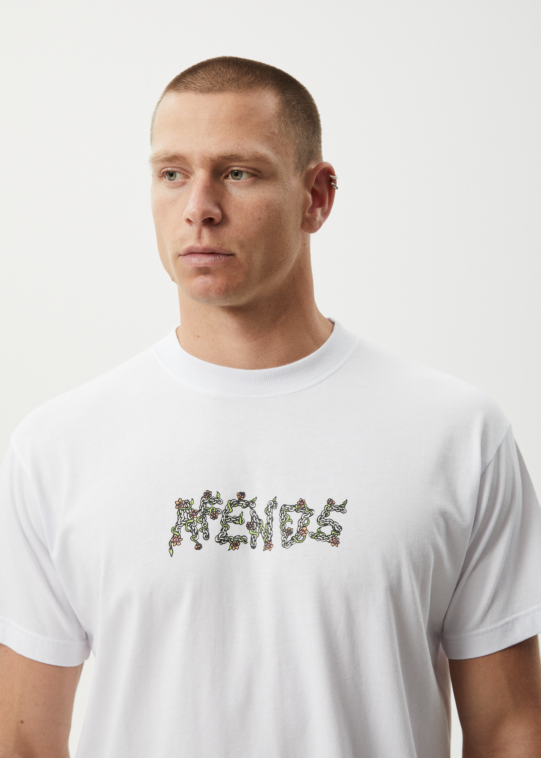 AFENDS Mens Daisy Chain - Boxy Fit Tee - White 