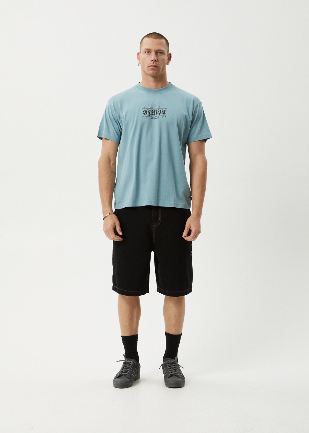 AFENDS Mens Thorny - Boxy Fit Tee - Ocean Spray 