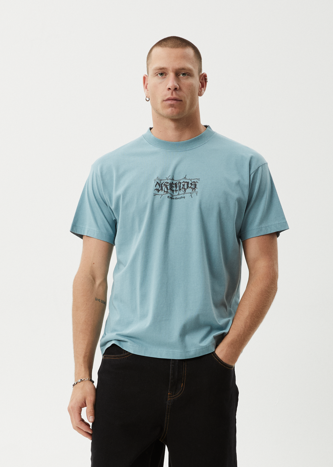 AFENDS Mens Thorny - Boxy Fit Tee - Ocean Spray 