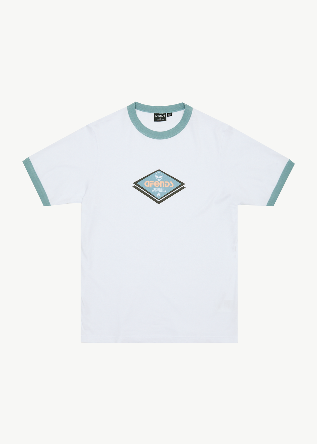 AFENDS Mens Tractorbeam - Ringer Tee - White 