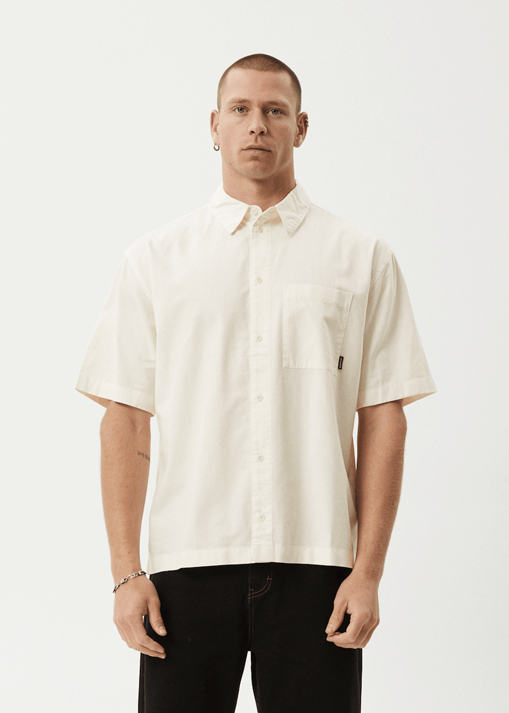 AFENDS Mens Everyday - Short Sleeve Shirt - Off White