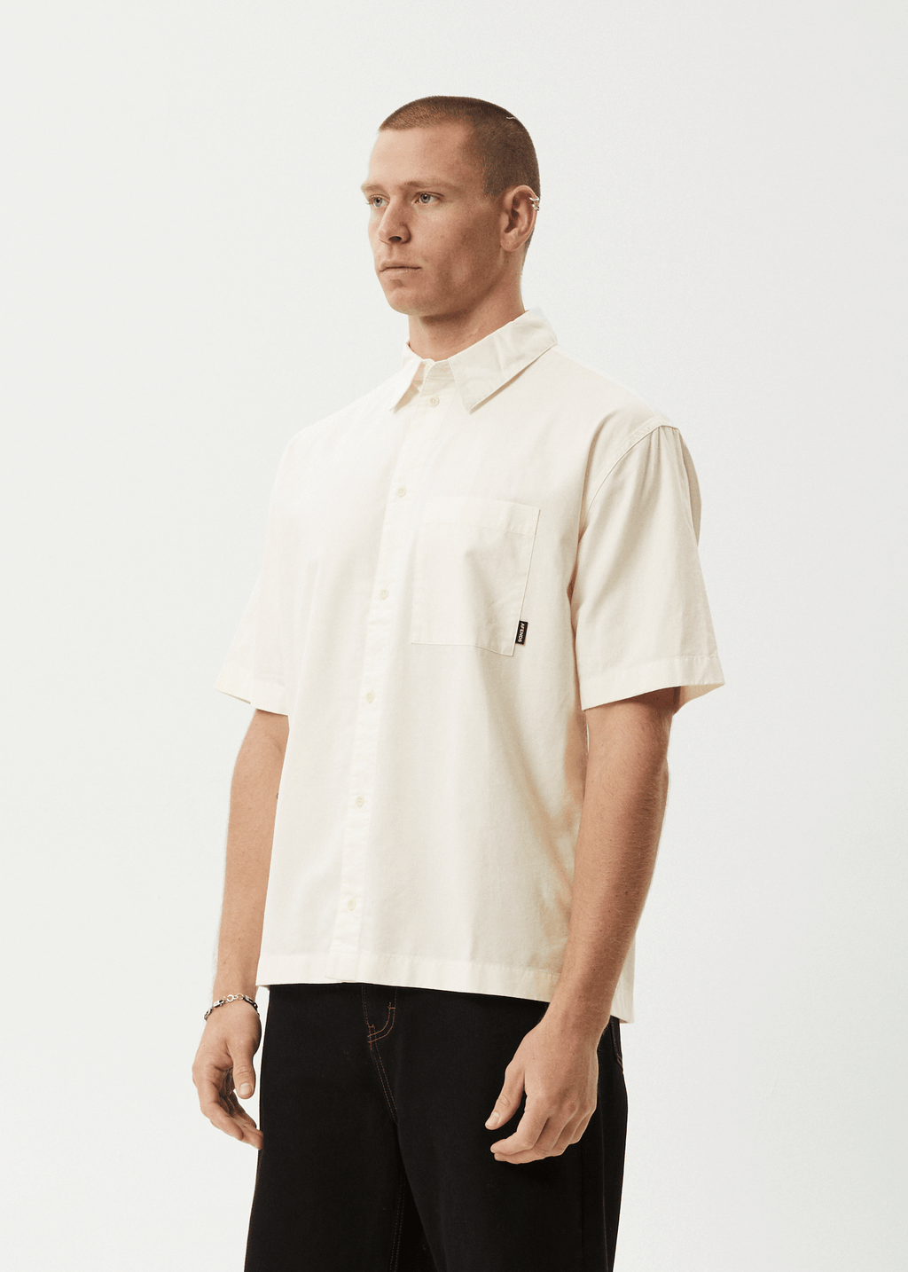 AFENDS Mens Everyday - Short Sleeve Shirt - Off White