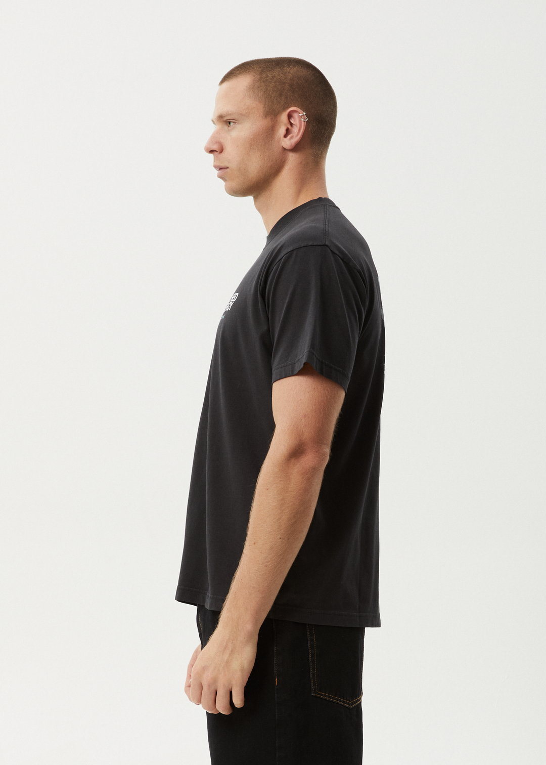 AFENDS Mens Torched Energy - Boxy Fit Tee - Stone Black 