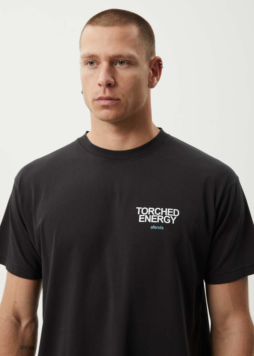 AFENDS Mens Torched Energy - Boxy Fit Tee - Stone Black 