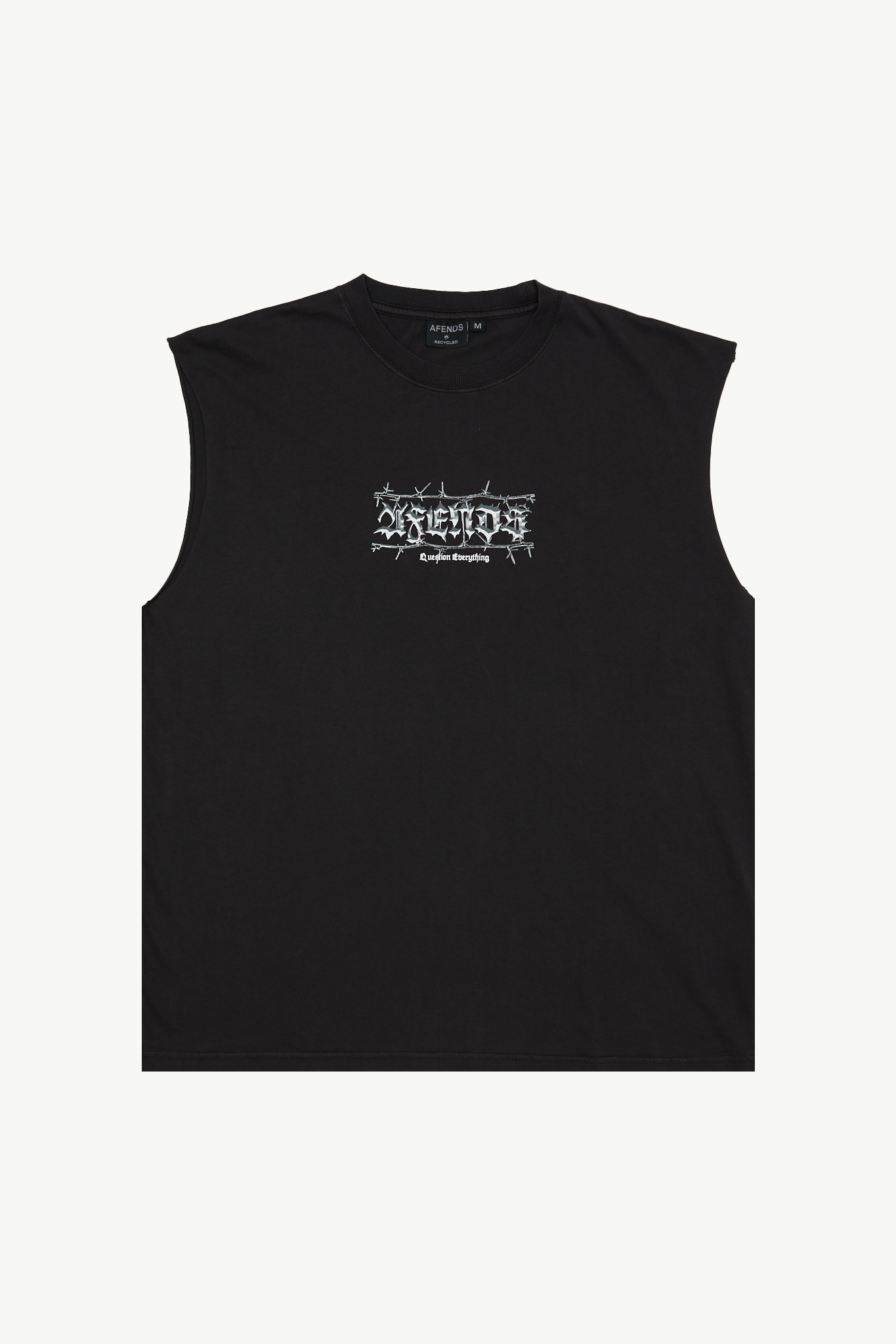 AFENDS Mens Thorny - Sleeveless Tee - Stone Black