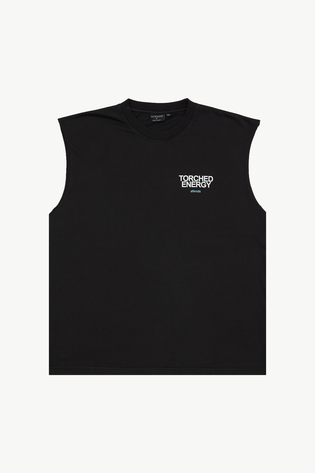 AFENDS Mens Torched Energy - Sleeveless Tee - Stone Black 